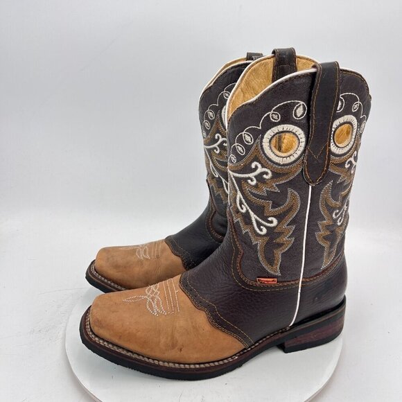 Potrillo Salvaje Men Sz 7.5 Brown Two Color Leather Pull On Western Cowboy Boot - Picture 1 of 14